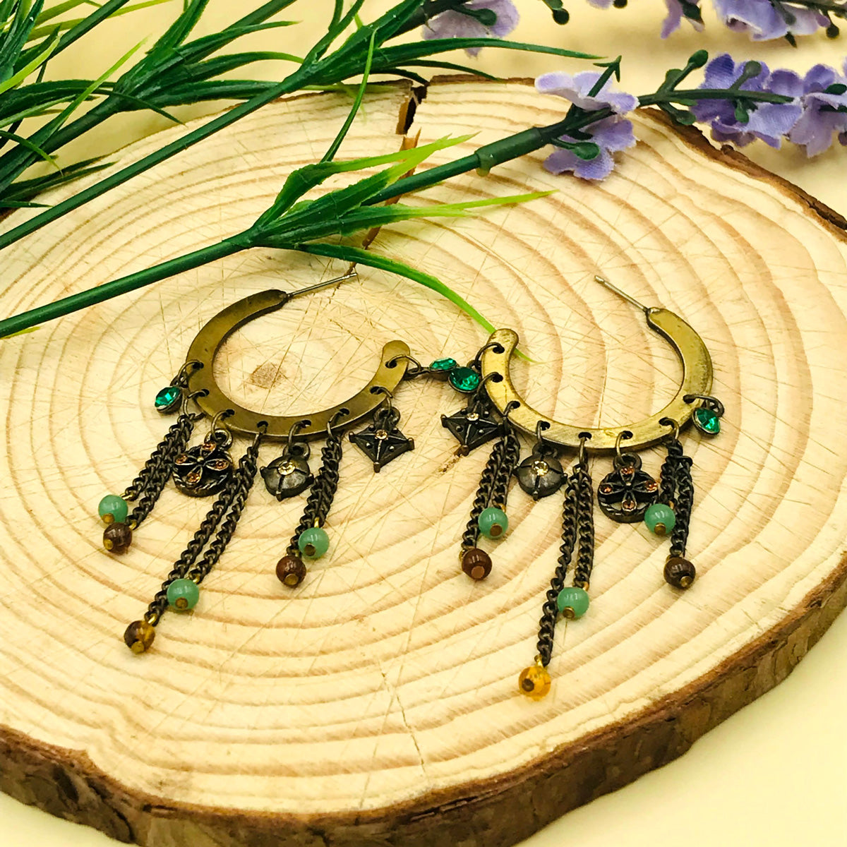 Hoop Stud Oxidised Earrings - Image 2